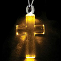 Light Up Necklace - Acrylic Cross Pendant - Amber